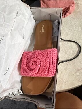 ALDO Pink Crochet Spiral Slide Sandal